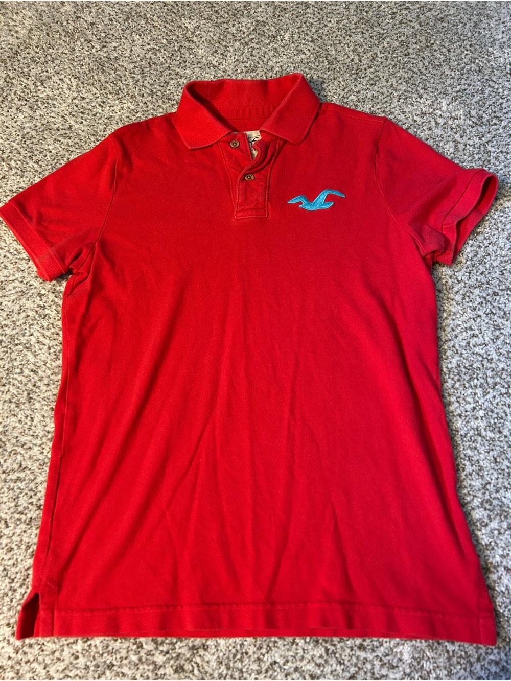 Hollister Red Polo Shirt with Blue Logo